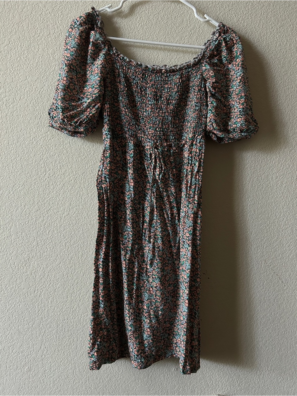 a new day Floral Smocked Midi Dress in Brown and Green
